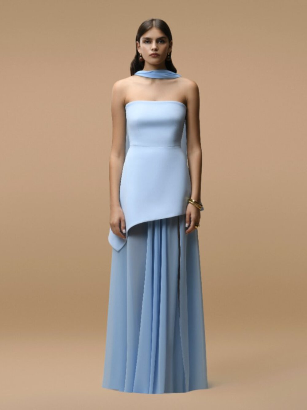 Monaco Sky Blue Dress with Scarf - Matters Store